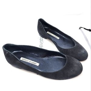 Manolo Blahnik Black Suede Flats 36